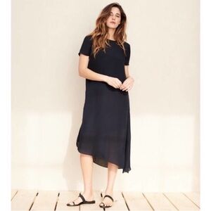 Jenni Kayne Silk Midi Dress XS Navy short sleeve dress